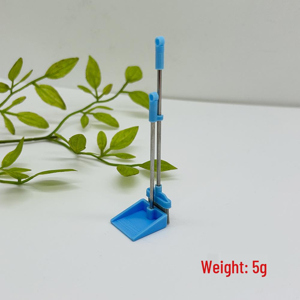 

1:12 Dollhouse Mini Broom, Dustpan & Bin Set - Tiny Cleaning Props for Playhouse or Model Scene