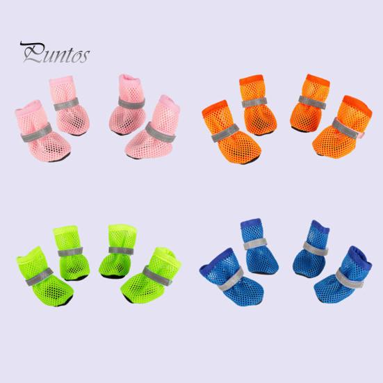 4Pcs Dog Shoes Breathable Pet Shoes Outdoor Dog Booties Summer Hot Pavement Dog Paw Protectors for Walking Hiking Running