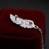Cz Tassel Chain Angel Wings Brooch Men And Women Luxury Zircon Metal Feather Lapel Pins Men Women Jewelry Accessories
