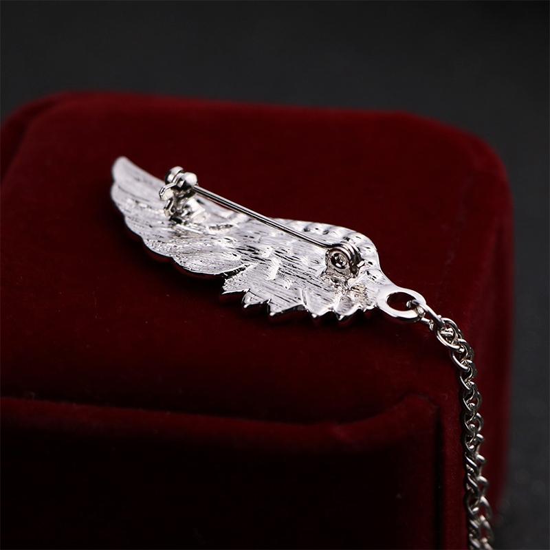 Cz Tassel Chain Angel Wings Brooch Men And Women Luxury Zircon Metal Feather Lapel Pins Men Women Jewelry Accessories
