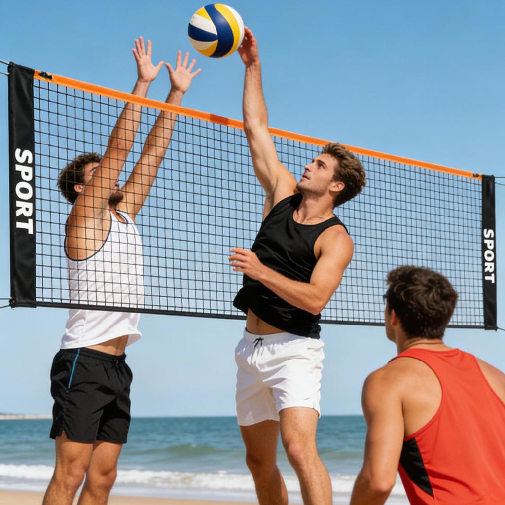 Foldable Tennis & Volleyball Net Height Adjustable Weatherproof Portable Backyard Sports Net for Beach Court Driveway Playground