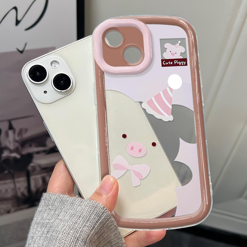 Fun Cartoon Pink Piggy for iPhone17 Mobile Phone Case 14 Apple 13 All-inclusive 12/15 Simple 16 Soft X