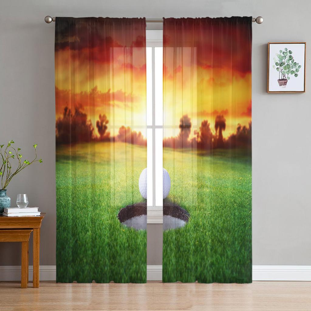 Soccer Balls Football Field Curtain For Living Room Transparent Tulle Curtains Window Sheer For The Bedroom Accessories Decor