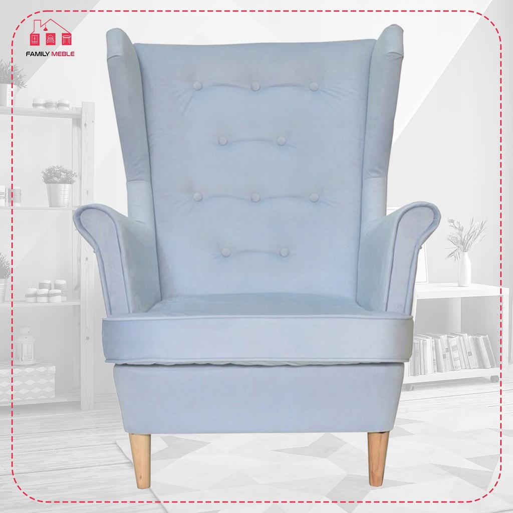 Fotel uszak Diana skandynawski Family Meble niebieski baby shower