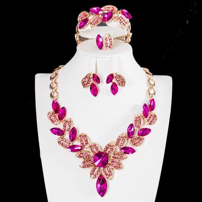 Jewelry Gemstone Four-Piece Short Collarbone Necklace Bridal Wedding Dress Accessories