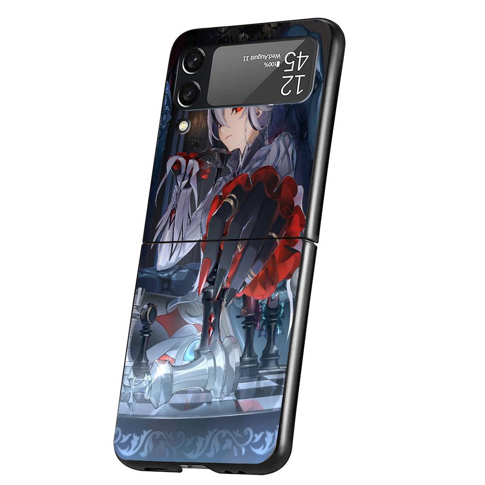 Arlecchino Genshin Impact Cover Phone Case For Samsung Galaxy Z Flip 7 6 5 4 3 5G Flip7 Flip6 Flip5 Flip4 Flip3 Black Fundas She