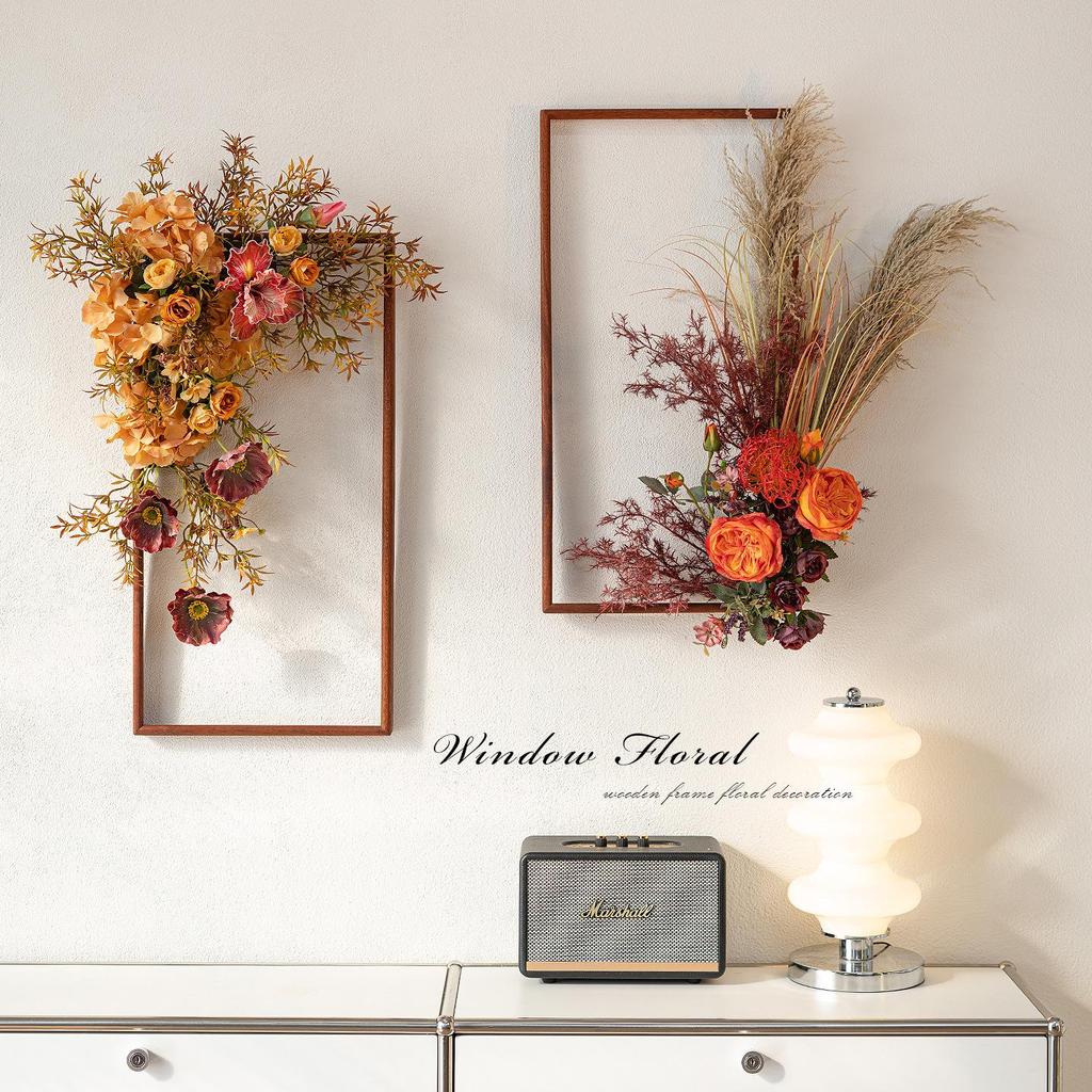 Retro Wenge Wood Photo Frame: Creative Living Room Artificial Flower Wall Art & Photography Prop