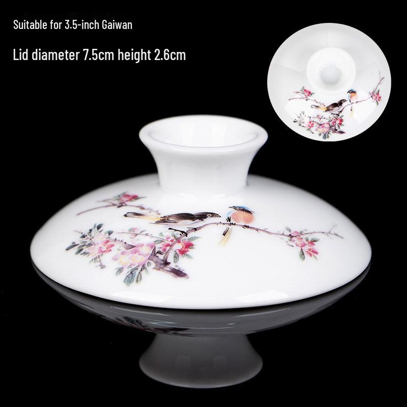 Gaiwan Teacup with Lid: White Porcelain Ceramic Tea Brewing Bowl, 7.5CM, Kung Fu Tea Set Accessory.