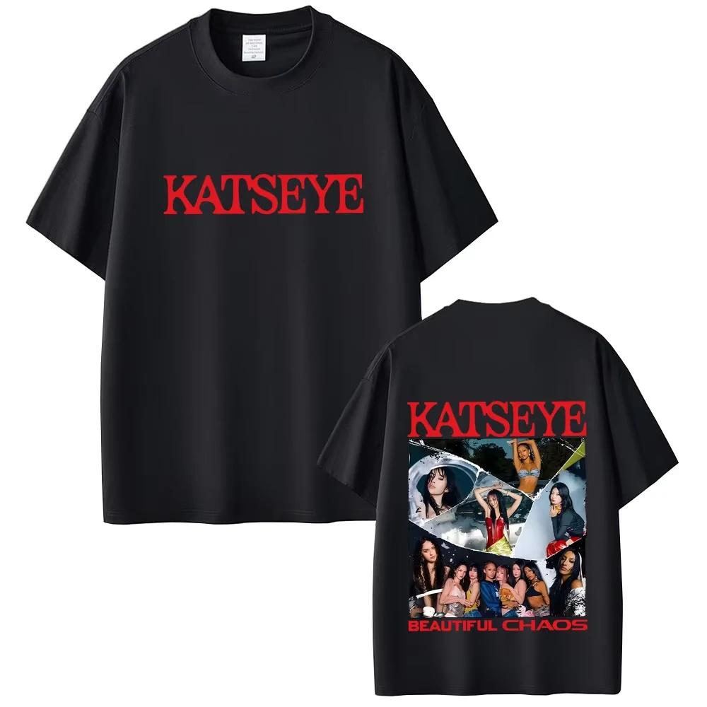 

Корейская женская группа KATSEYE Красивый Хаос Графические Футболки Мужские Женские Повседневные Мягкие Хлопковые Футболки Мужская Мода Y2k Оверсайз Топы 4XL