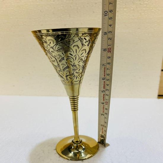 22.86 cm Brass Wine Glass Hand-Engraved Gold Goblet Polished Brass Cup for Wine, Champagne,Cocktails Halloween,Wedding, Housewarming Gift