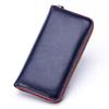 Genuine Leather Men Women Long Wallet Unisex Zipper Coin Purse Simple Design ID Credit Card Holder Phone Money Bag Solid Clutch