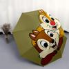 Chips and Dale Themed Automatic Opening and Closing Umbrella, Brightly Colored 8-rib Portable Umbrella, Suitable for Men and Women, A Perfect Gift for
