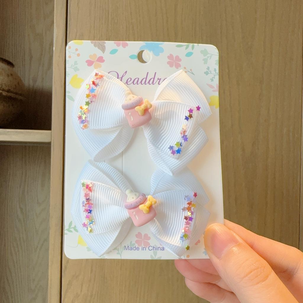 2Pcs New Fashion Solid Hairpins Bows Hair Accessories Hair Clips Girls Sequin Hairpins Children Cute Barrettes Gift