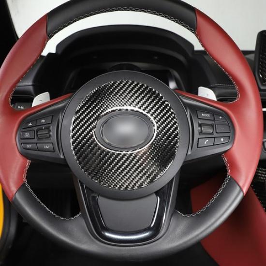 Real Carbon Fiber Steering Wheel  Sticker Cover Trim For Toyota Supra 19-22