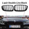 NEW-Glossy Black Dual Slats Front Kidney Grille Chrome Diamond Grill Replacement for BMW 3 Series F30 F31 F35 2011-