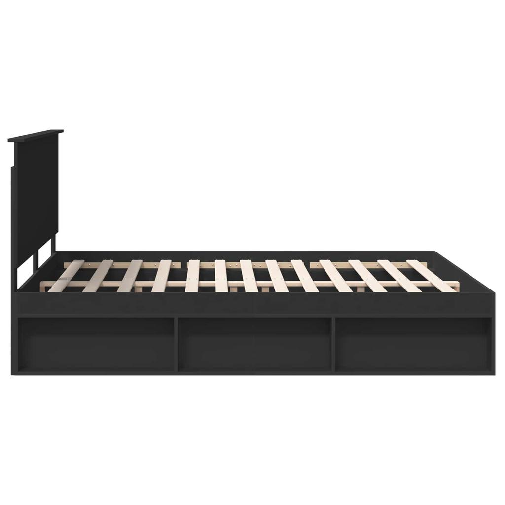 Bed Frame Black 160 x 200 cm Solid Pine Wood