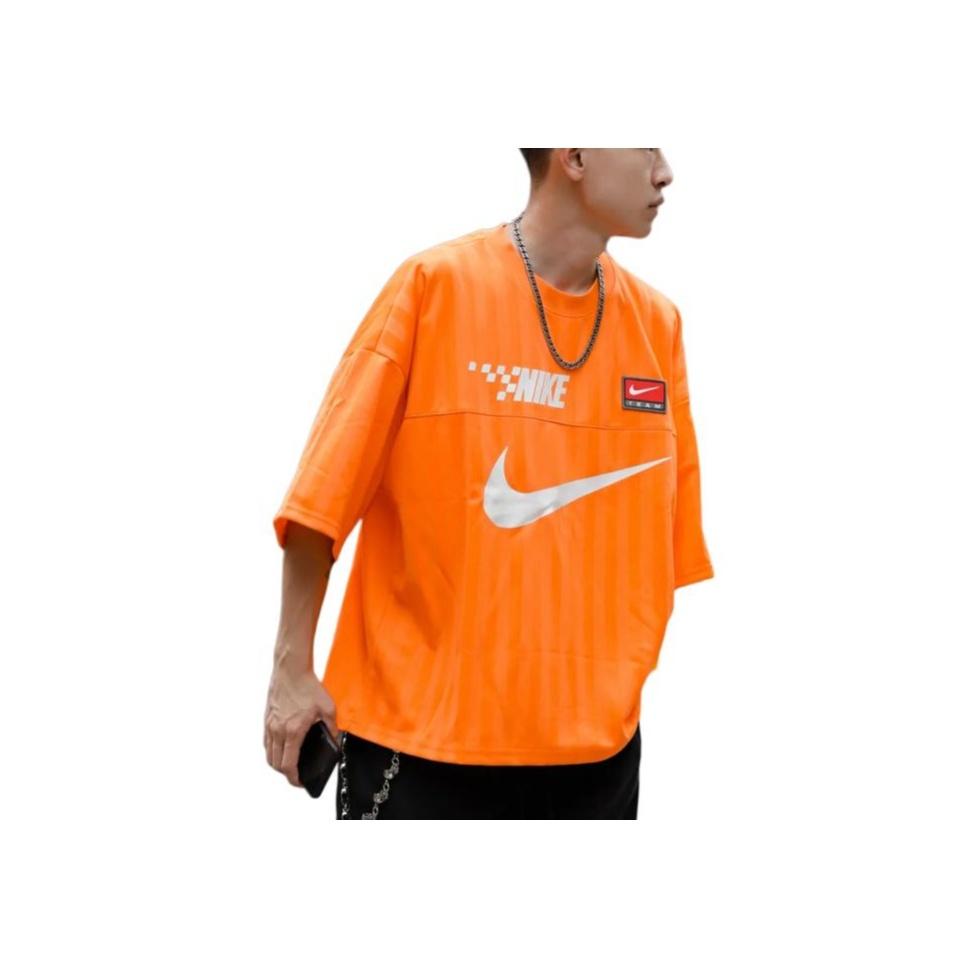 Nike Comfortable Casual Loose Breathable Round Neck Short Sleeve T-Shirt Men Tops Orange FB7255-885