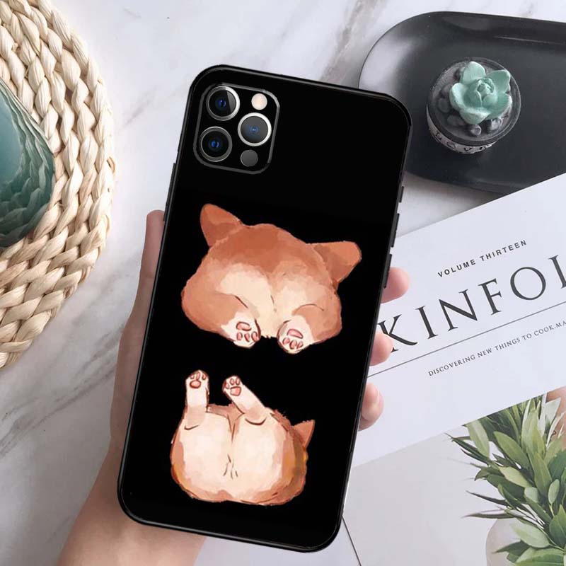 Cute Corgi Dog Soft Case For iPhone 16 Pro Max 13 12 Mini XS Max X XR 11 15 Pro Max 14 Plus Back Cover