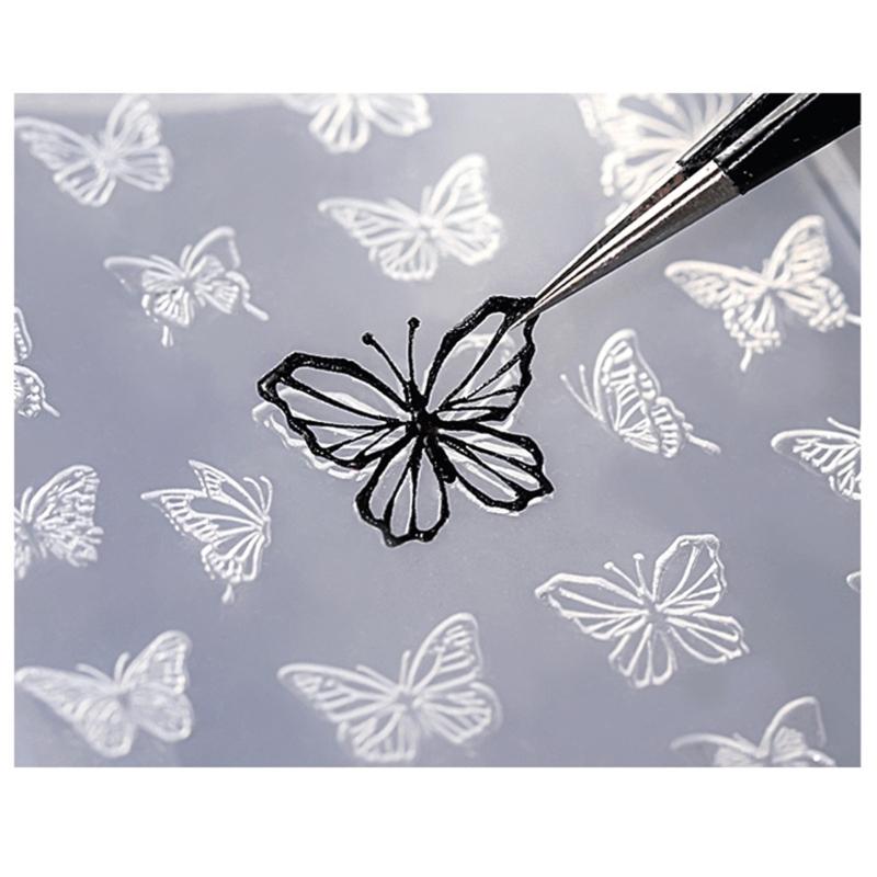 Flower Nail Art Silicone Mold 3D Butterfly Embossing Gel Print Stencil Nail Carving Template Tool for DIY Nail Art Decors