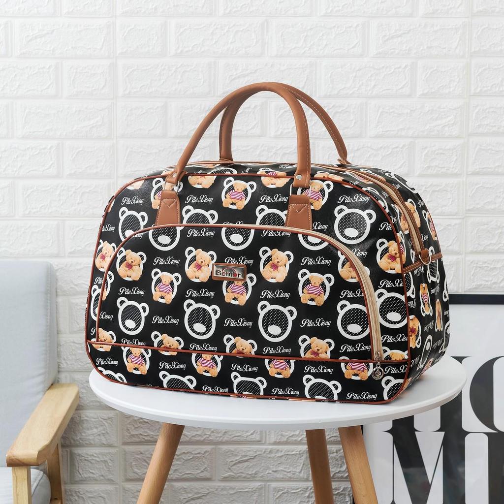 Women Travel Bags Fashion PU Leather Large Capacity Waterproof Print Luggage Duffle Bag Men Casual Travelling Weekend Bags