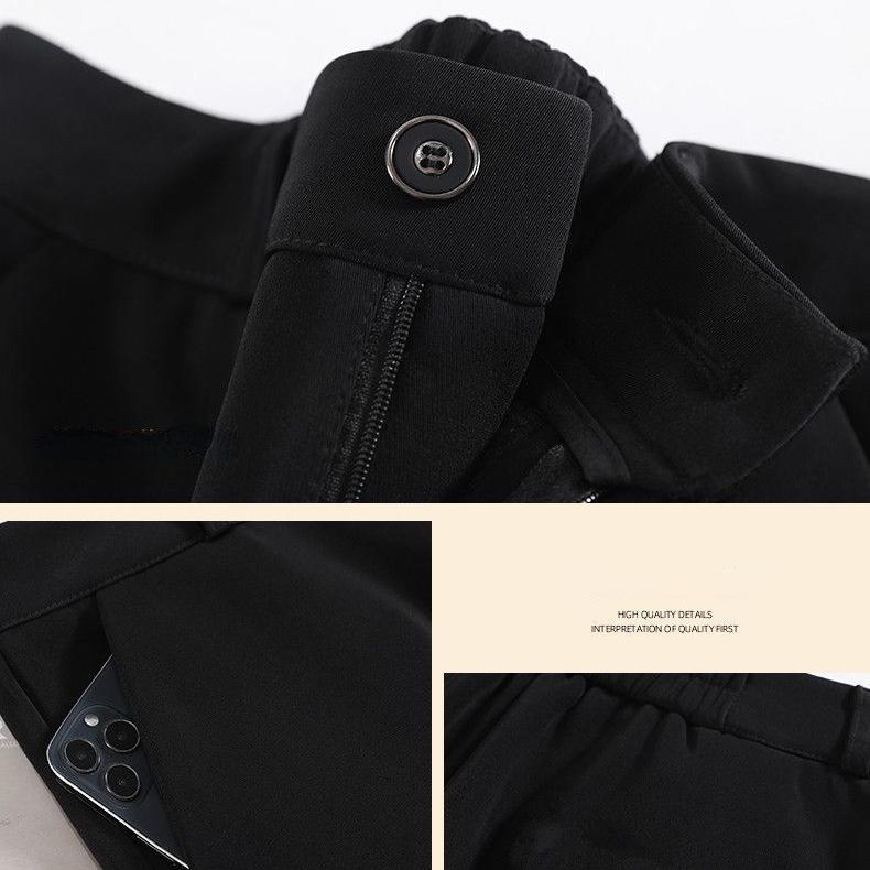 Juodos vilnos pamušalas laisvos šiltos kelnės moterims Laisvalaikės kelnės aukštu juosmeniu