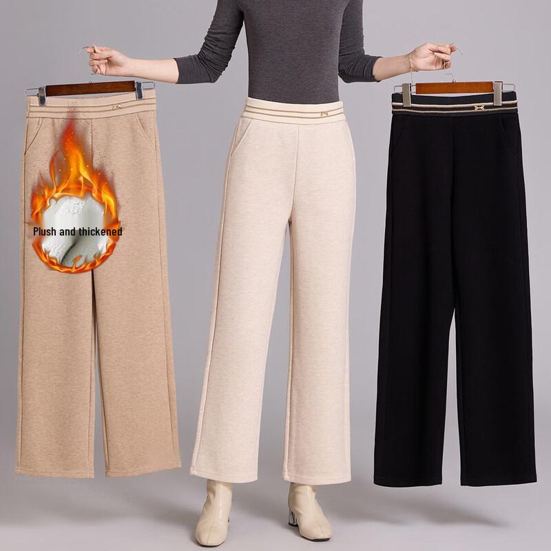 

Baolianduo Fleece-Lined Straight-Leg Casual Pants for Mid-Aged Women 4XL
