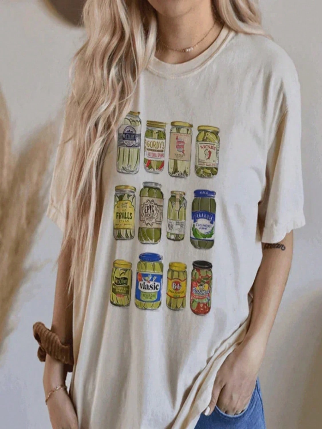 Canned Pickles Vintage Pattern Print Summer T-Shirts Women Cute Funny Tshirts Short Sleeve Fashion Casual Top S разноцветный