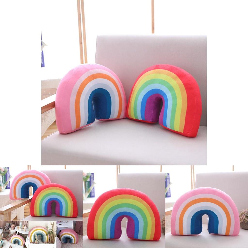 Multicolour Rainbow Plush Pillow Cushion Ideal For Relaxation And Decoration