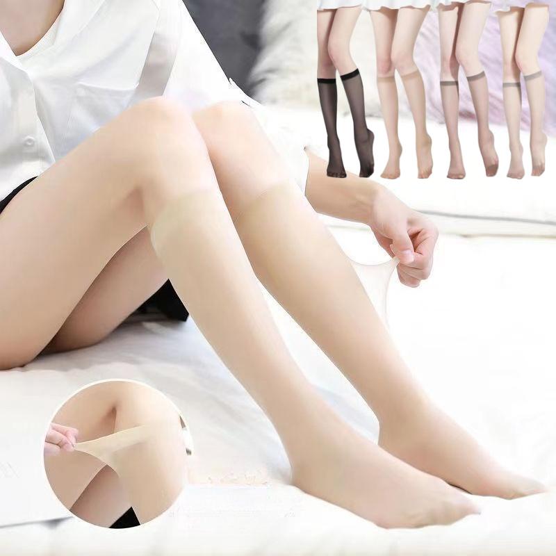 5/10/20 Pairs Women Ultra-Thin Nylon Stockings Transparent Elasticity Ladies Knee Socks Summer Long Socks For Girls Stocking