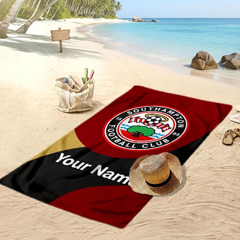 Asciugamano da Spiaggia Stampato Personalizzato Southampton FC Logo Calcio Supporto Nome Personalizzato Testo Asciugamano Assorbente Per Sport Viaggio Regalo Speciale