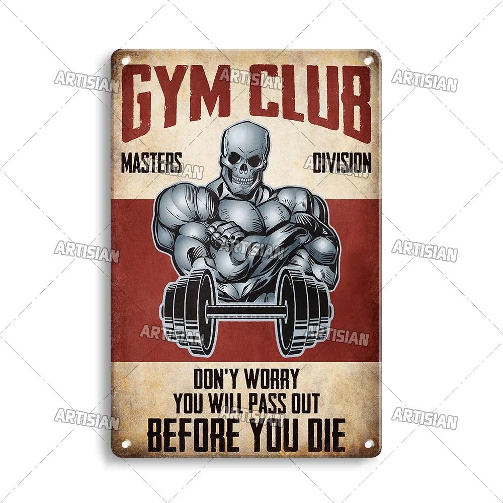 Old Man Gym Club Inspirational Phrase Art Painting Wall Plate Decor Vintage Tin Sign Fitness Garage Room Decoration Metal Signs