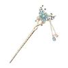 Miaomyao Hair Stick Kanzashi - Antique Flower Design, Pink Gold & Blue with Zirconia - Elegant Hair Accessory for Kimono, Yukata, Parties & Special