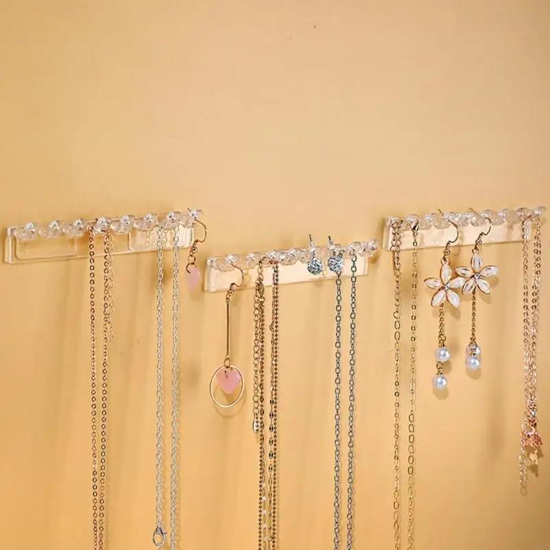 Clear Necklace Organizers Hangings Plastic Necklace Earrings Holder Wall Organizers For Bracelets Rings And Earrings H8WF