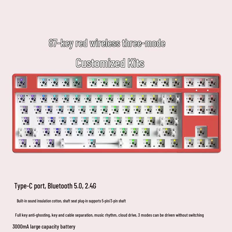Wireless Bluetooth 68/61 Mechanical Keyboard Kit: RGB, Hot-Swappable, DIY Customizable, Mini, Portable.