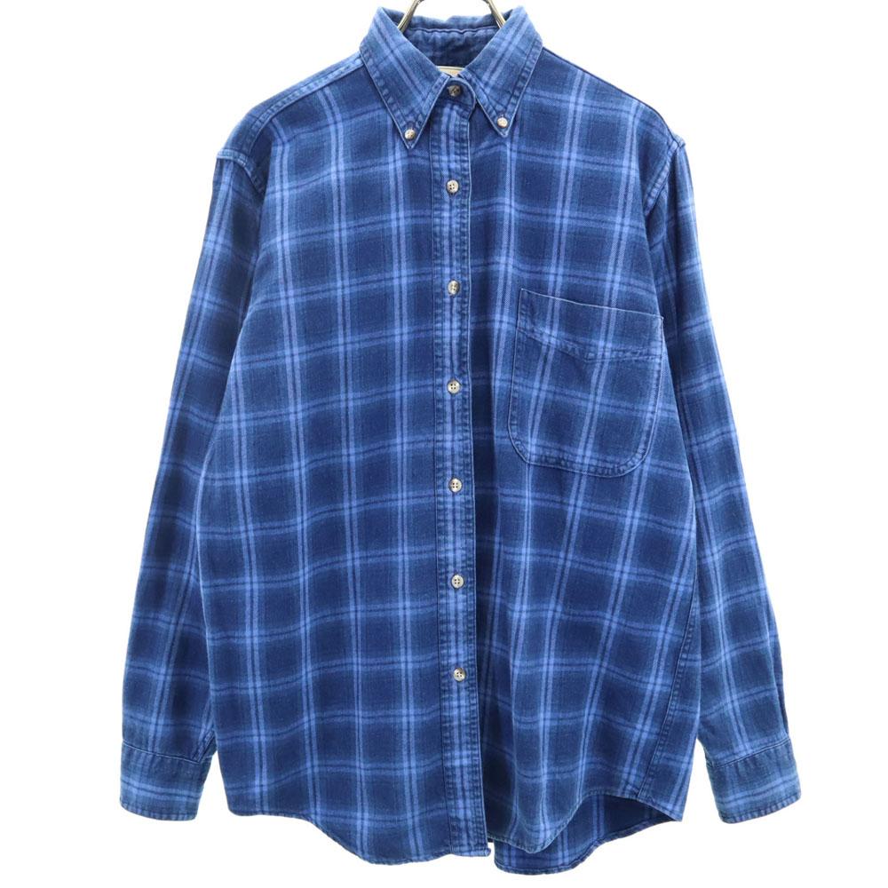 L.L.Bean 80s Outdoor Made in USA Vintage Check Pattern Long sleeve Button down shirt Women Used