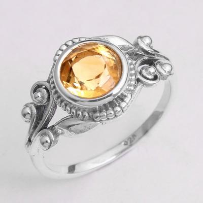Citrin-Ring, Silberschmuck, Edelstein-Ring, Statement-Schmuck, handgefertigter Ring