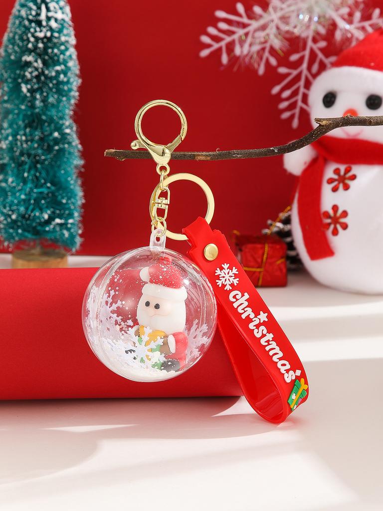 1PC Cartoon Ball Christmas Keychain Shake Music Key Chain Car Pendant School Bag Hanging Ornament Gift