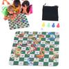Board Game Set 24cm Plastic Foldable Chess Board 4 Chess Pieces Portable Travel Chess Game Toy with Storage Bag