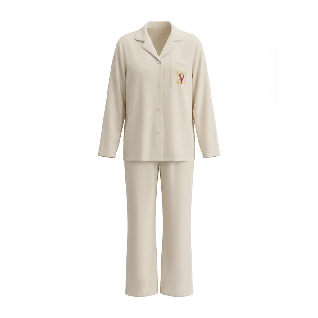 Silk pajamas production handmade hemming silk pajamas loungewear women's embroidery logo label customization