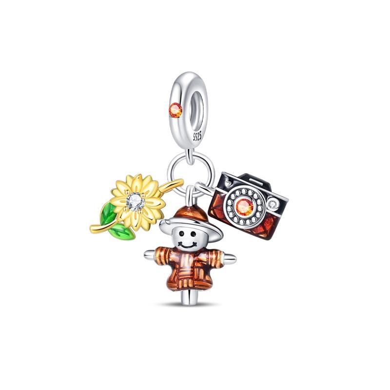 Fashion Spring Lucky Four Leaf Clover Series Copper Charms Beads Fit Original Bracelet Diy Jewelry