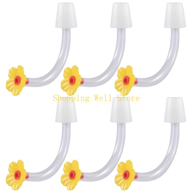 KX4B 6Pcs Hummingbird Feeders Accessories Flower Spouts Leakproof Bird Feeders Tube
