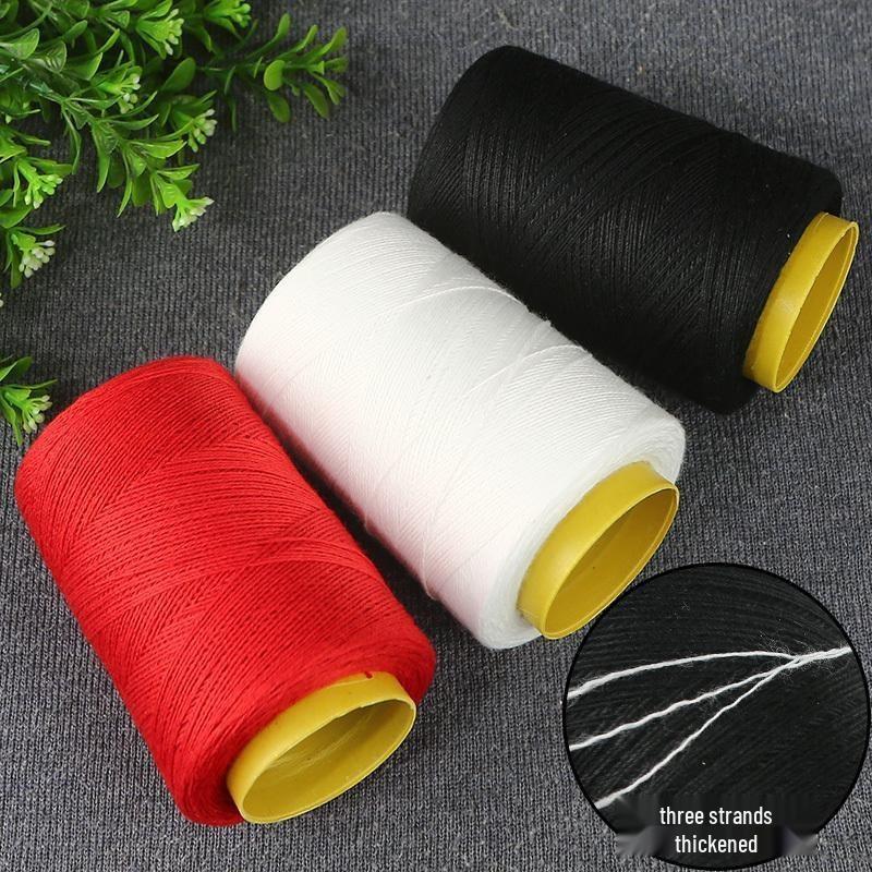White 3-Ply Quilting Thread: Thick Handmade Cotton for Household Sewing