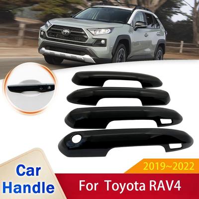 For Toyota RAV4 RAV 4 XA50 2022 Gloss Black Carbon Fiber Chrome Door Handle Cover Stickers Trim Car Accessories