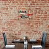 2D Flat, Vintage Mobil 1 Racing Motor Oil Metal Tin Sign - Rustic Iron Wall Art with Classic Car Design, Red & White Retro Decor