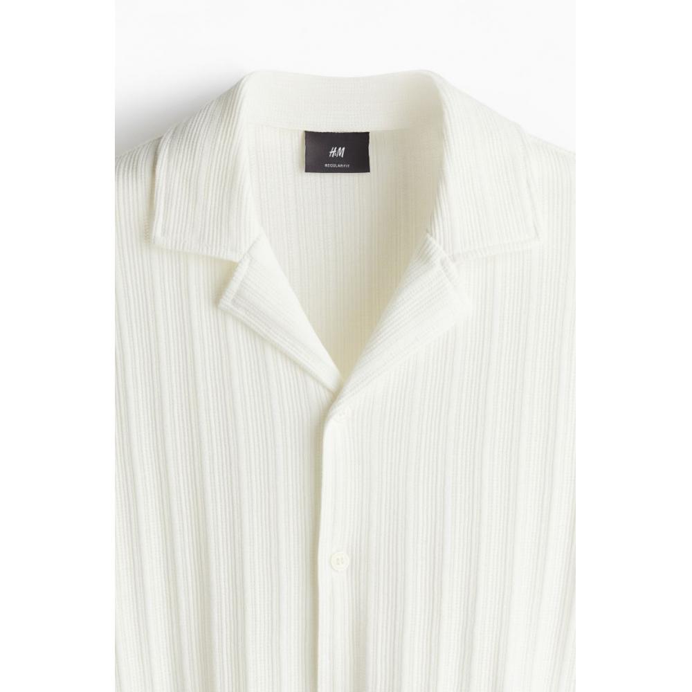 H M Regular Fit Knit caMp sHirt wHite