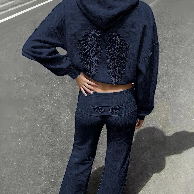 Spring Autumn Women`s Hoodie Trousers 2piece