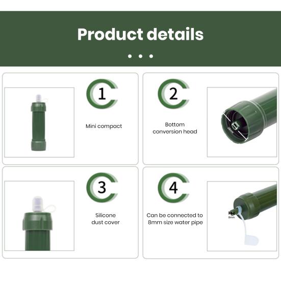 Outdoor Camping Water Filter Straw Purification Food Grade Compact Water Purifier Survival Emergency Supplies