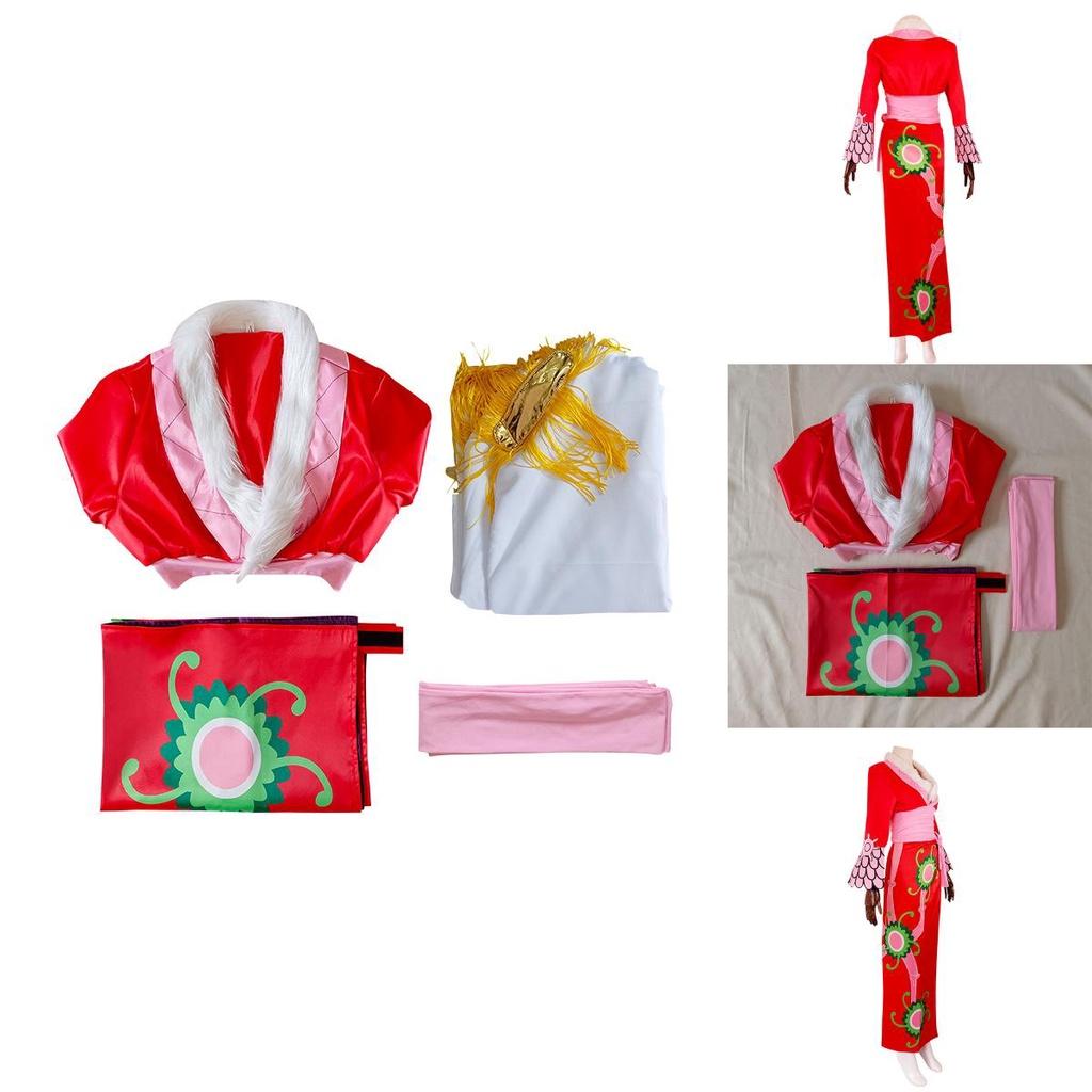 Anime One Piece Empress Hancock Cosplay Clothing Red Cheongsam Kimono Element Costume
