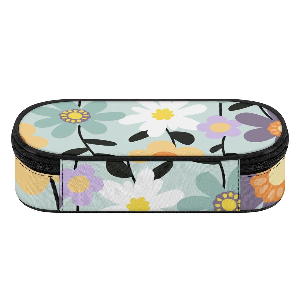 Pencil Bag Roomy Interior Printed Zipper Closure 300D Polyester with Mesh Pocket Removable Divider and Pen Slots for Classroom Use