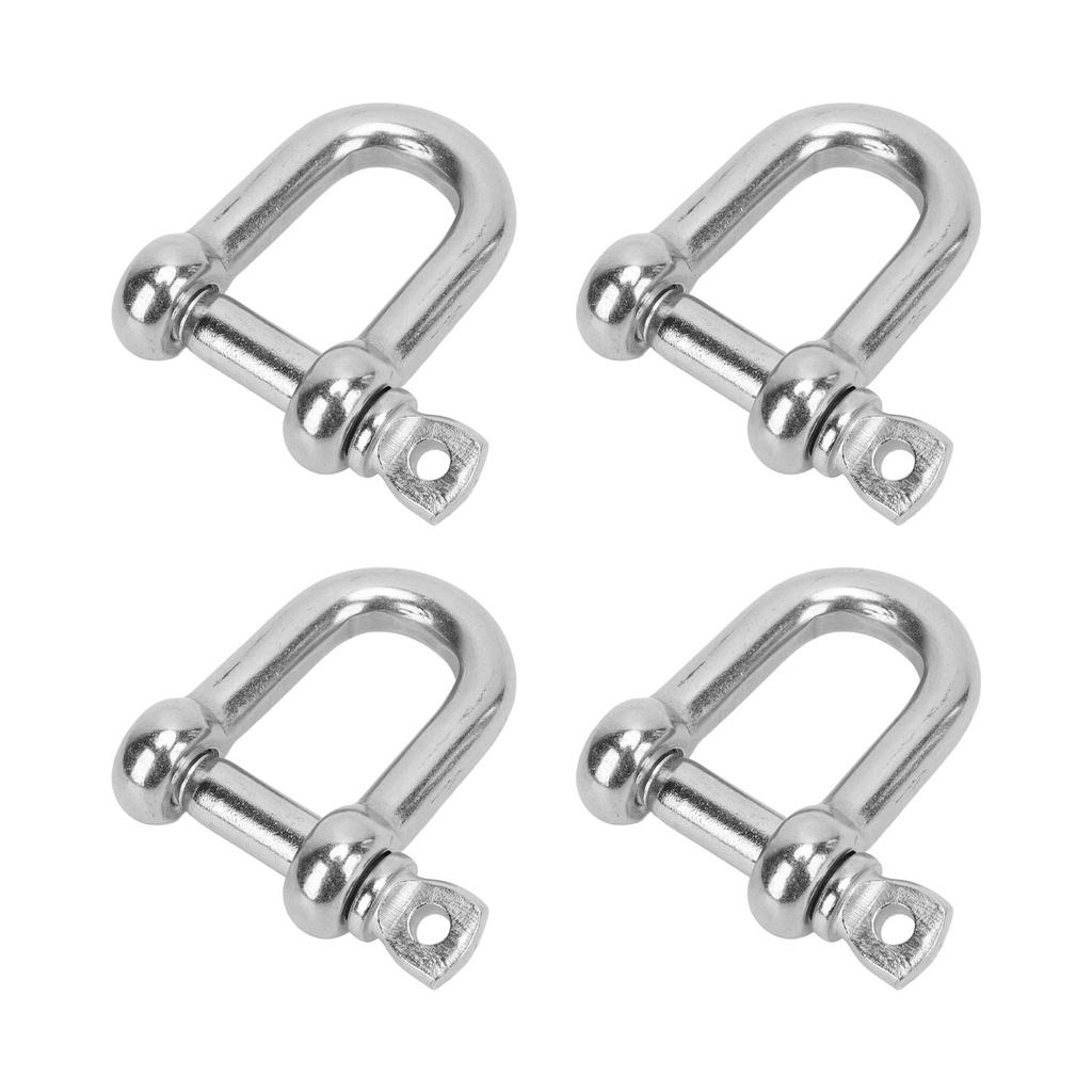 4PCS Stainless Steel D Shackle Marine Hardware Boat D Ring Polished Shackle for Coupling Chain and